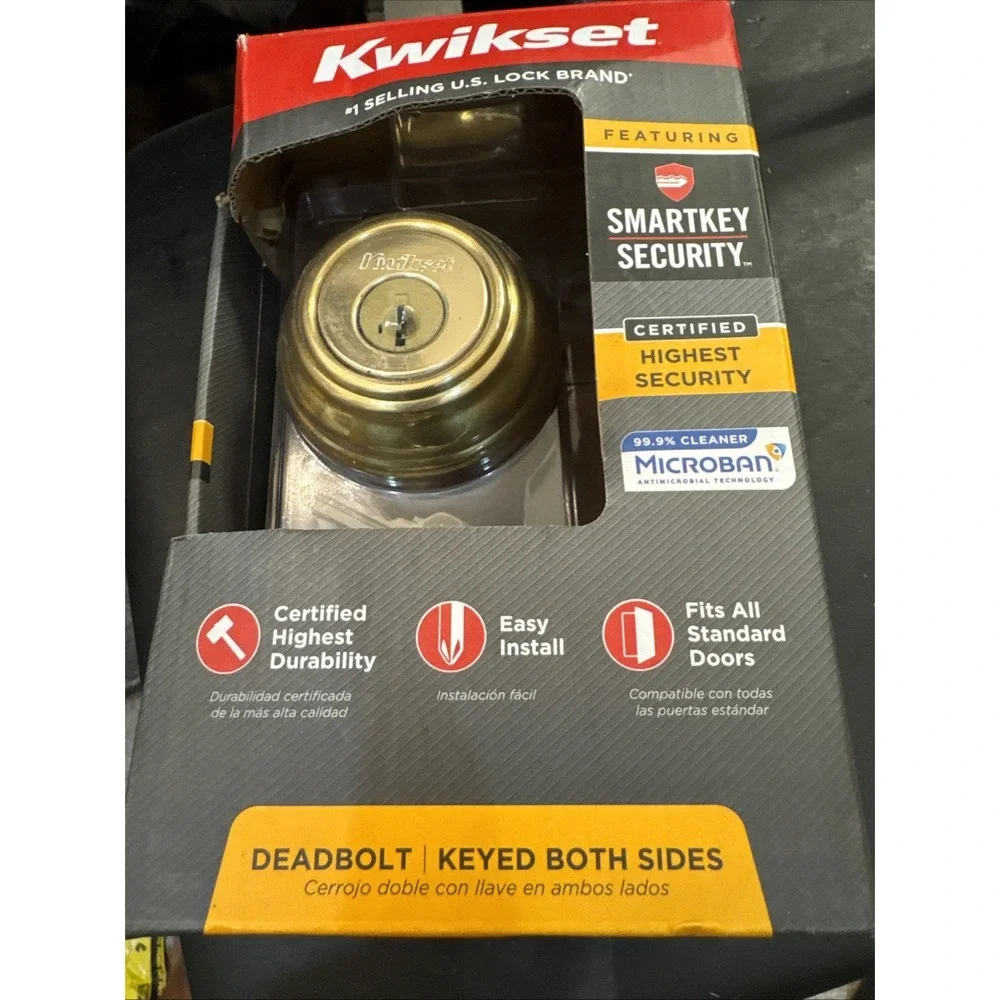 Kwikset Keyed Both Sides Polished Brass Deadbolt Double Cylinder 985 99850-071
